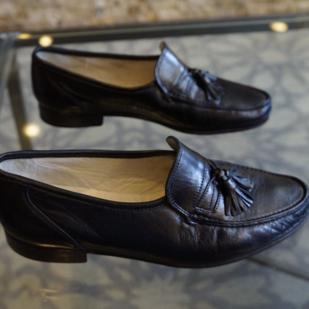 Bruno Magli Black Leather Slip on loafers men SZ 9 - Picture 8 of 10
